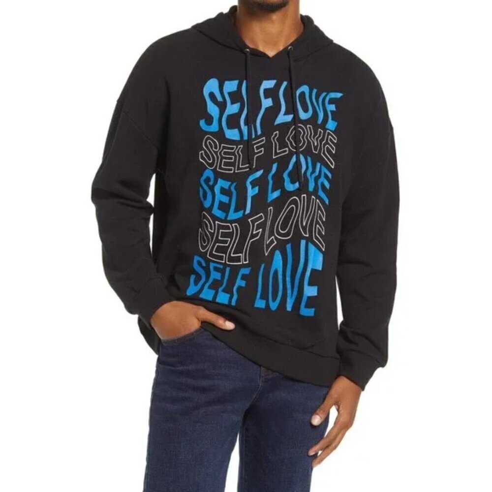 BP Nordstrom Men's Self Love Graphic Black Sweatshirt Hoodie